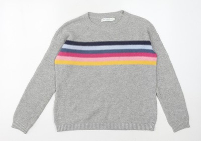 John Lewis Damen grau gestreifter Pullover Pulli Größe 8