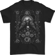Dead Crows Calaveras Góticas y Flores Camiseta Goth Hombre Gildan 100% Algodón