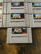 Lot 13 Super Nintendo SNES games Super Mario World All Stars Kart Donkey Kong