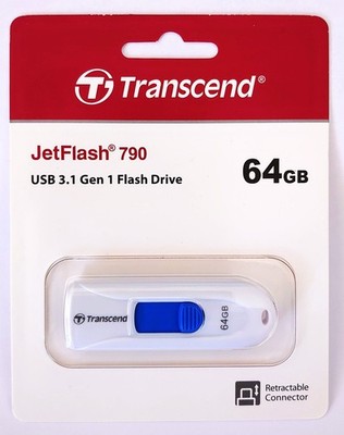 64gb Transcend JetFlash 790  USB 3.1 Stick 790W TS64GJF790W 64GB weiss OVP