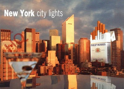 Ansichtskarte ~ Werbung, Zigaretten, Philip Morris, New York City Lichter