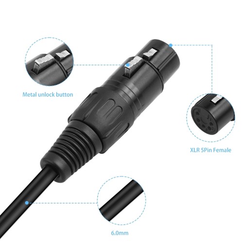 Interconnects Cable 3 Pin Male to 5 Pin Female DMX512 Cable for DJs and Musician - Picture 5 of 8