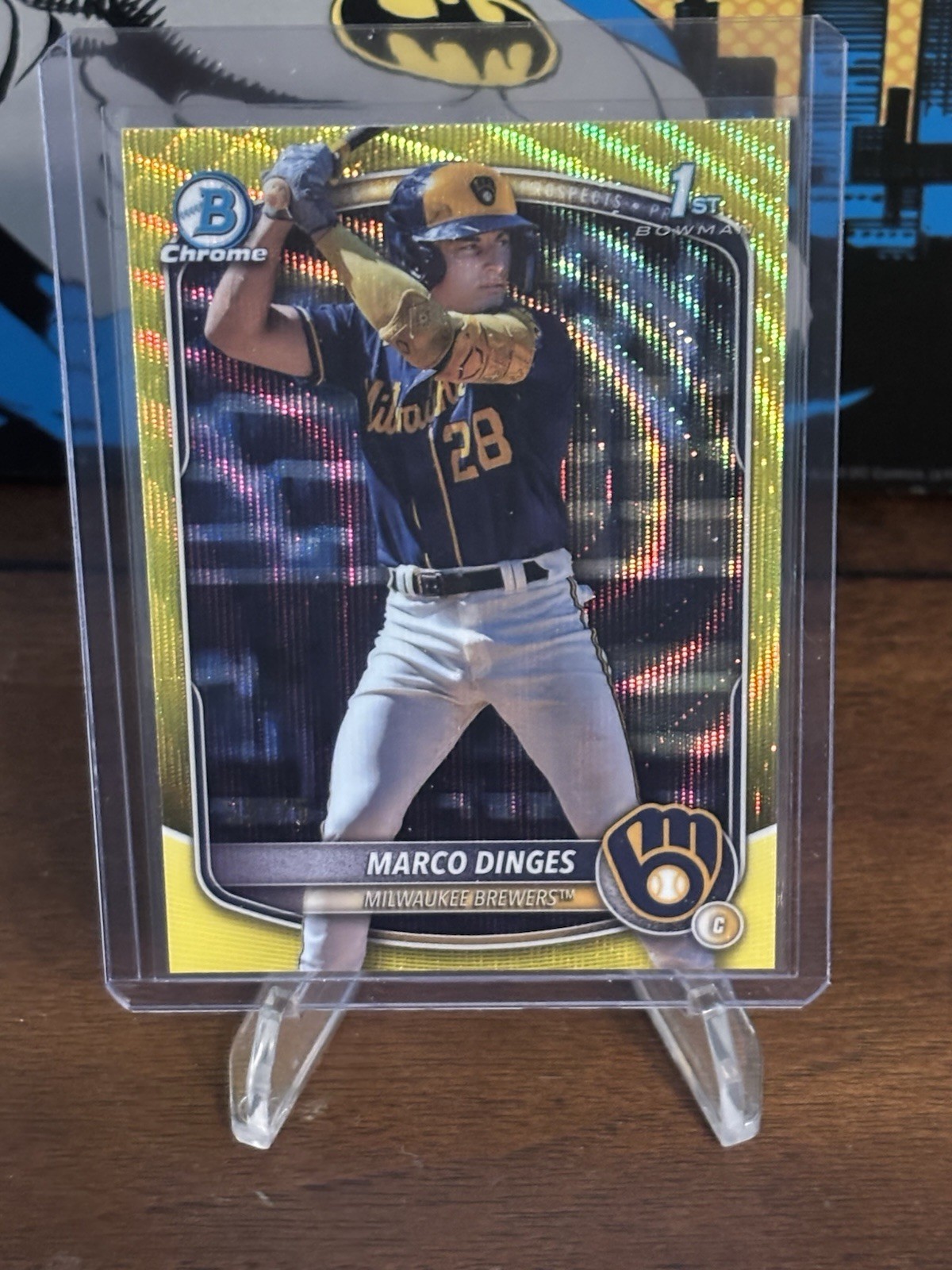 2025 Marco Dinges 1st Bowman Chrome Yellow /75 Brewers