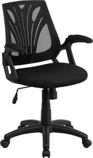 Stylish Black Mesh Mid-Back Swivel Office Chair with Open Arms