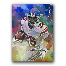 Saquon Barkley #12 Art Card Limited 34/50 Edward Vela Signed (New York Giants)
