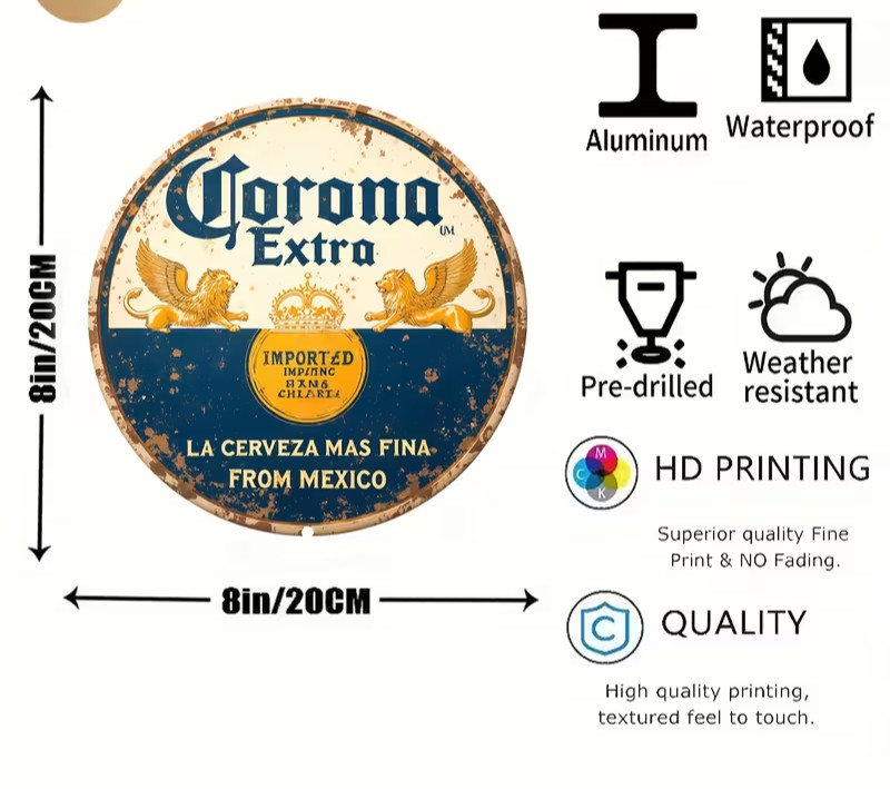 Corona Beer Rustic Metal Sign RETRO Garage Man Cave Bar