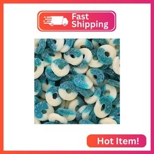 Blue Raspberry Flavored Gummy Rings -Fresh, Soft, and Chewy Sugar Dusted Gourmet
