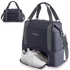 Foldie Travel Bag Expandable, Gym Bag with Shoe Compartment, Workout Bags for...