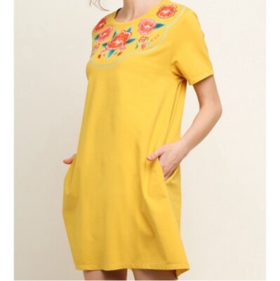 Umgee Embroidered Floral Dress Women's Medium | eBay