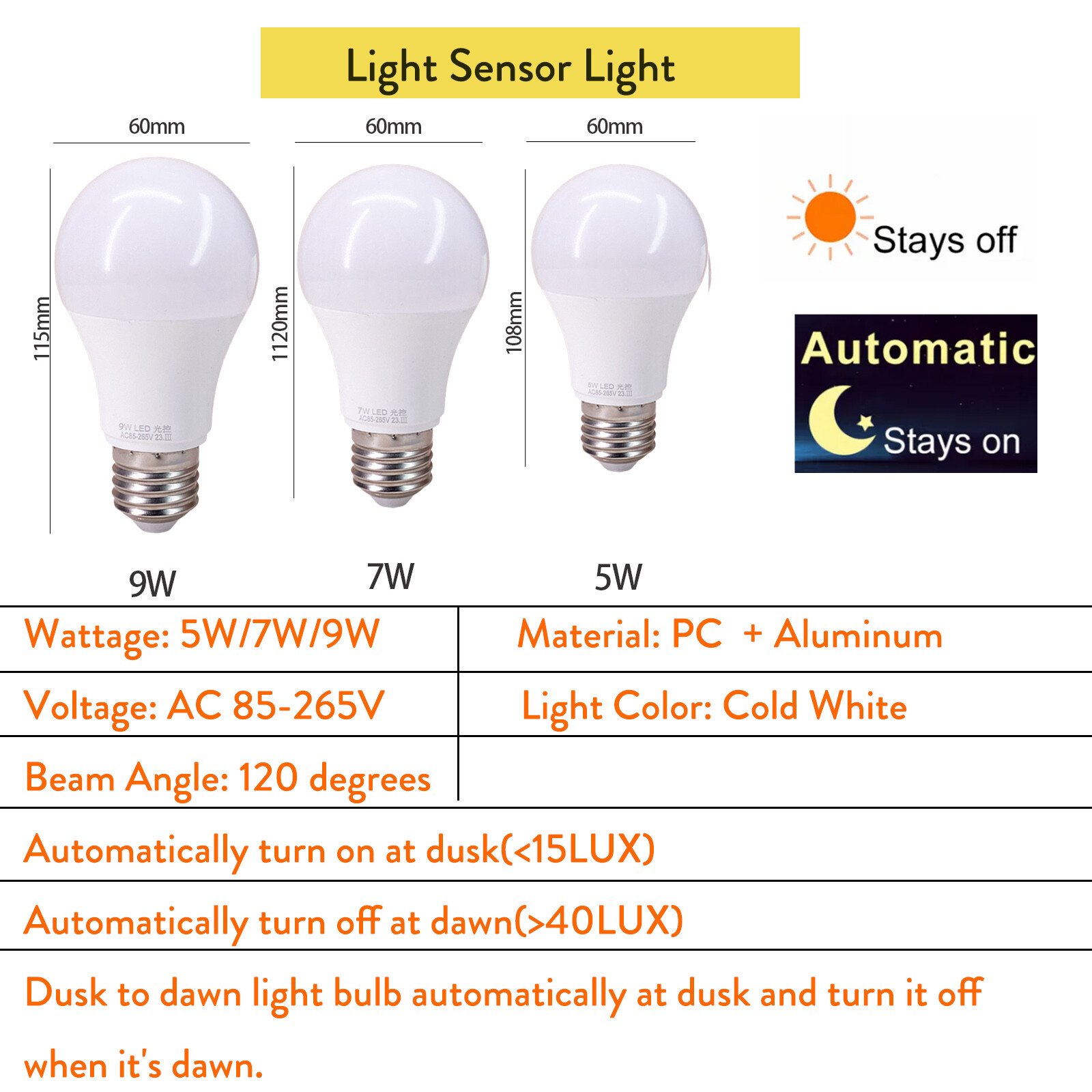 E27 220V Sound Radar Motion Light Sensor LED Globe Night Lights Bulb 5W