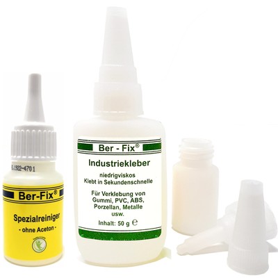 Ber-Fix 50g Industriekleber dünnflüssig Sofortkleber Sekundenkleber + Reinger
