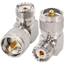 PL259 Male to UHF Female Right Angle Adapter 2-Pack UHF Male to SO239 Female ...