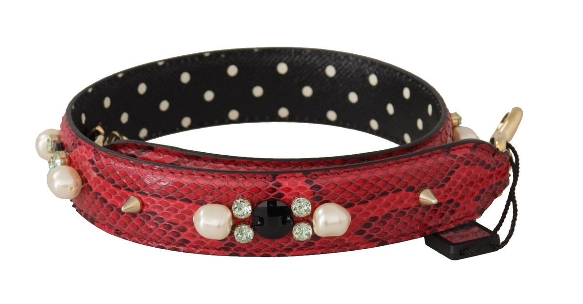 DOLCE&GABBANA ビジューパイソン ショルダーストラップ DOLCE & GABBANA Shoulder Strap Red Python Leather Crystals