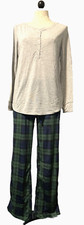 Pajama Set Stars Above Soft Rayon/ Polyester Green Knit/ Velour Plaid M New
