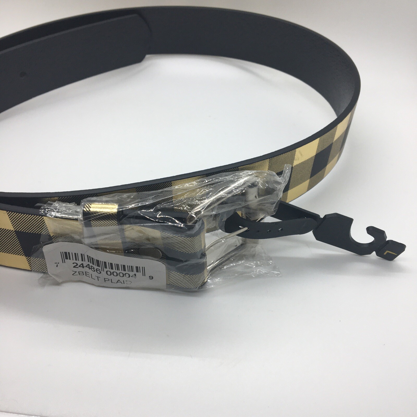 Leather Belt Checkered Unisex Mens Womens Plaid Punk Goth Rock Gold L 38-40-image