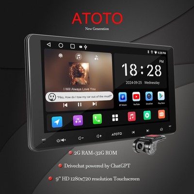 ATOTO 2 DIN 9'' DAB Autoradio Apple Carplay Android 10 mit Navigation Frontkamera
