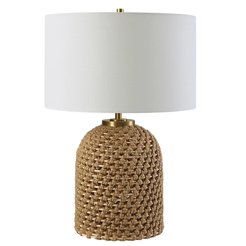 Natural Knotted Rope Wrapped Rattan Table Lamp 25 in Coastal Cottage Casual - Picture 4 of 7