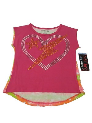 One Step Up Toddler Girl's High-Low Short Sleeve Top (Size 4T) Fuschia Pink -NEW