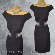 KAREN MILLEN Black Elegant Classy Occasion Business Work Office Dress Size 12 UK