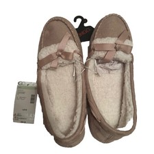 Bongo Women's Casual Moccasin Slipper Tan Faux Fur Size L 8-9