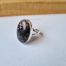 Natural Turritella Agate Gemstone Ring 925 Sterling Silver Handmade Ring PG5535