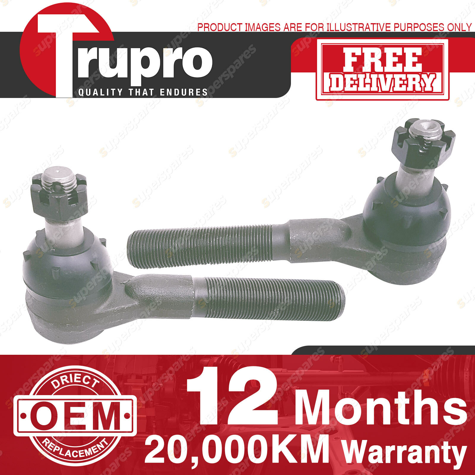 2 Pcs Trupro LH+RH Outer Tie Rod for FORD F Series F100 F150 F250 F350