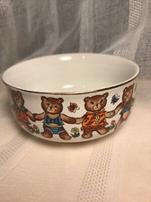 VTG Child  s Bowl Teddy Bear Gold Rim Dinnerware Cereal Soup Bowl Boy Girl