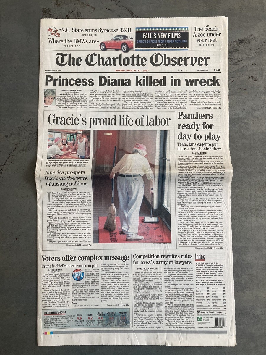 Death Princess Diana of Wales Killed in Wreck Newspaper Headline