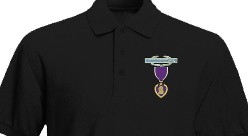 CIB Combat Infantry Badge Purple Heart Embroidered Polo Shirt - Picture 3 of 11