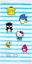 Towel - Hello Kitty and Friends - Blue/White Stipe Beach/Bath New 24x54"