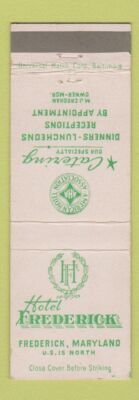 Matchbook Cover - Hotel Frederick MD
