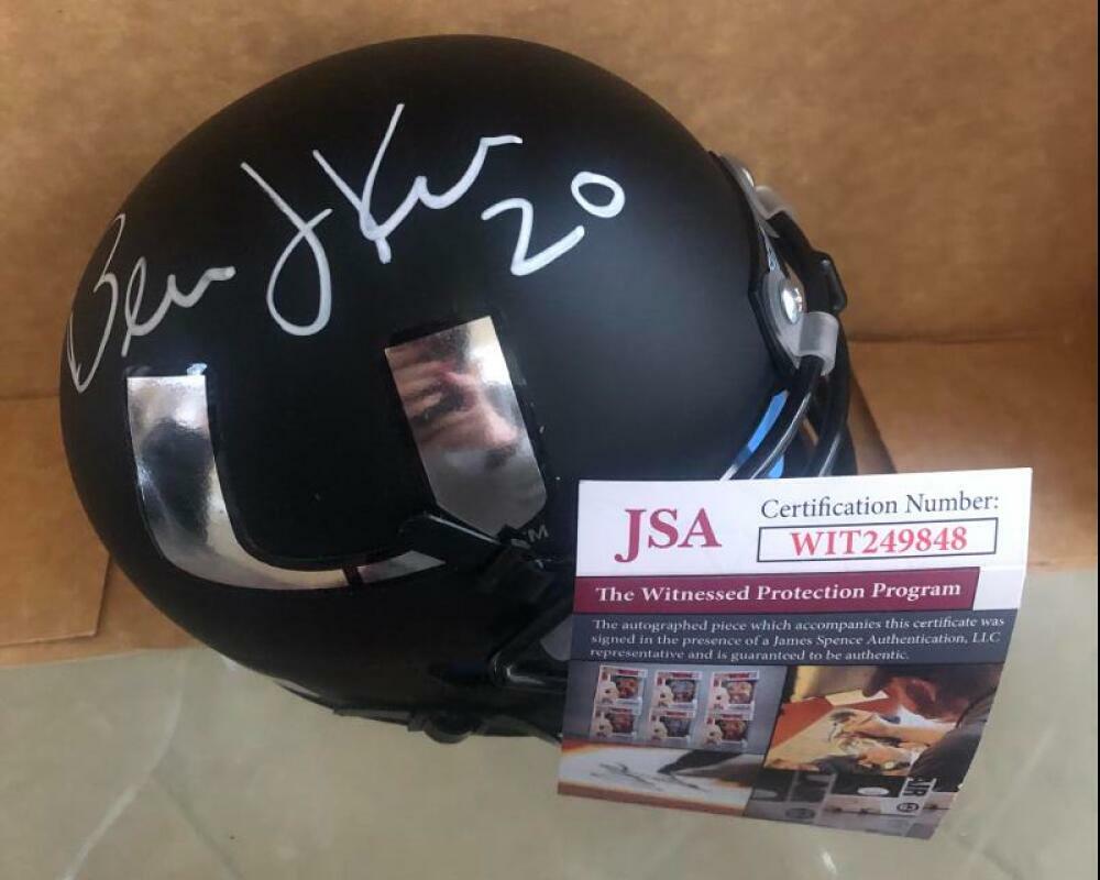 BERNIE KOSAR MIAMI HURRICANES SIGNED BLACK SCHUTT AUTO ALTERNATE MINI HELMET 