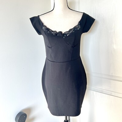 NWT NASTY GAL Black Lace Detail Bodycon Mini DressSZ. 10 | eBay