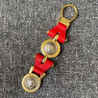 GIANNI VERSACE Key ring red Leather and Medallions from F/W 1993