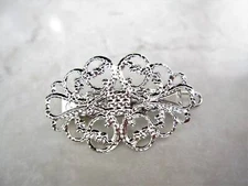 Small  silver metal filigree hair pin alligator clip barrette for fine thin hair