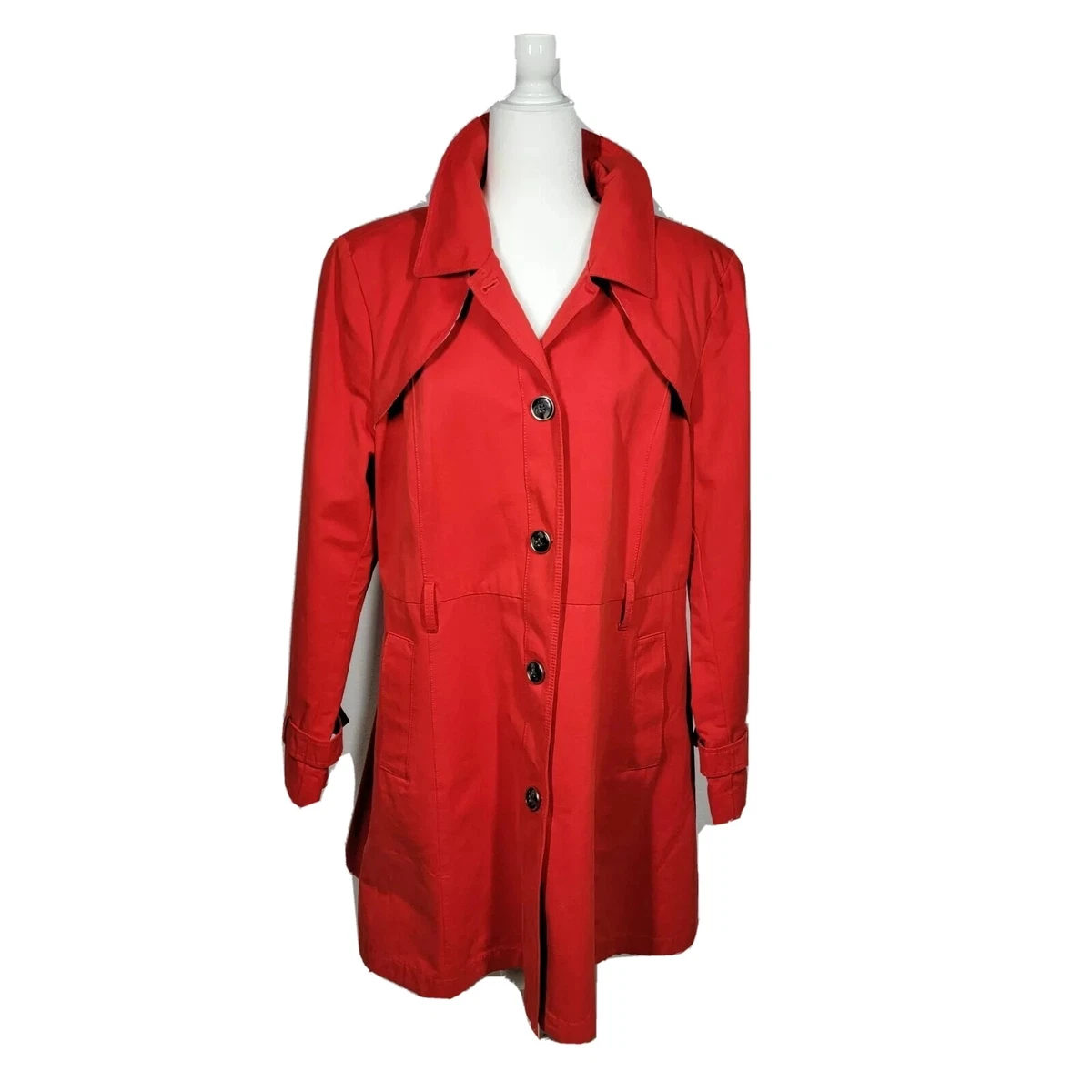 Black Rivet Women s XXL Red Button Down Lined Easy Care Trench Coat