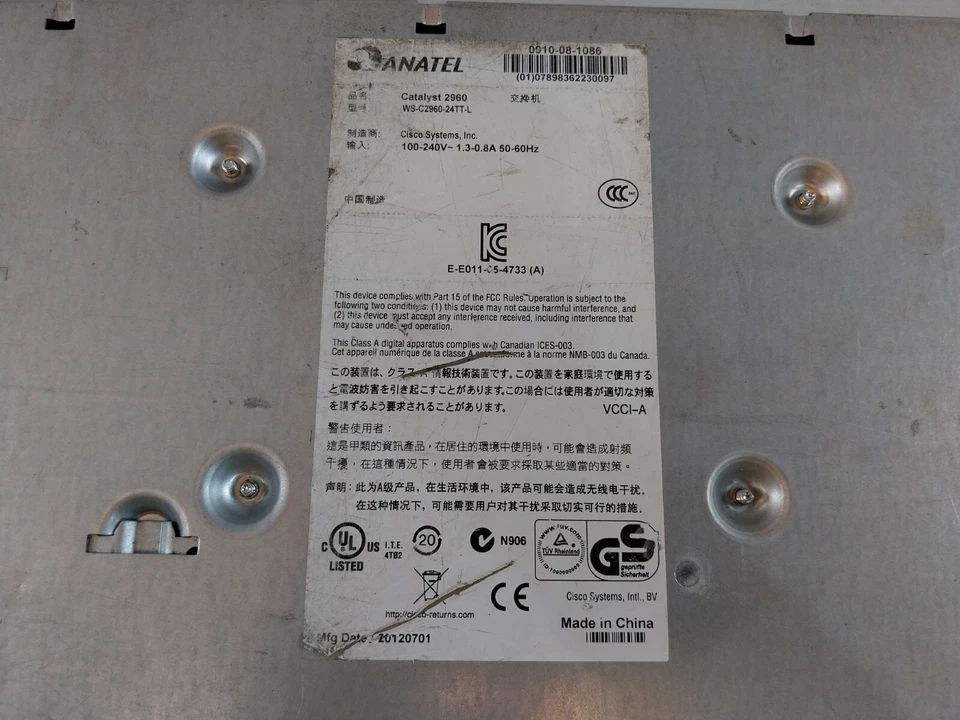 Cisco WS-C2960-24TT-L Catalyst 2960 24-Port Fast Ethernet Switch 100-240V - Image 3 of 4