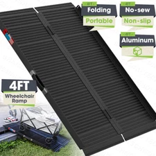 4 FT Portable Wheelchair Ramp Non-Slip Aluminum Folding Handicap Scooter Ramp