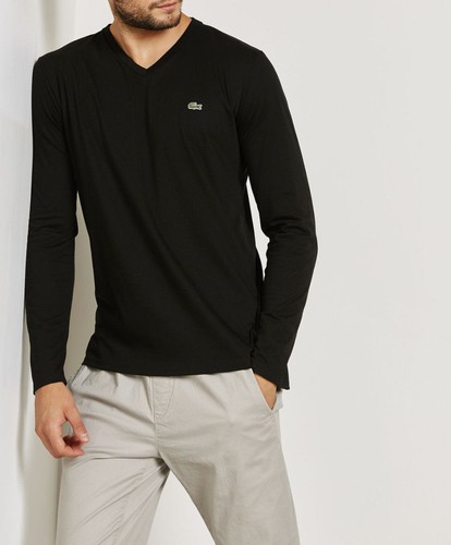 Mens Lacoste T-Shirt Black Pima Cotton 