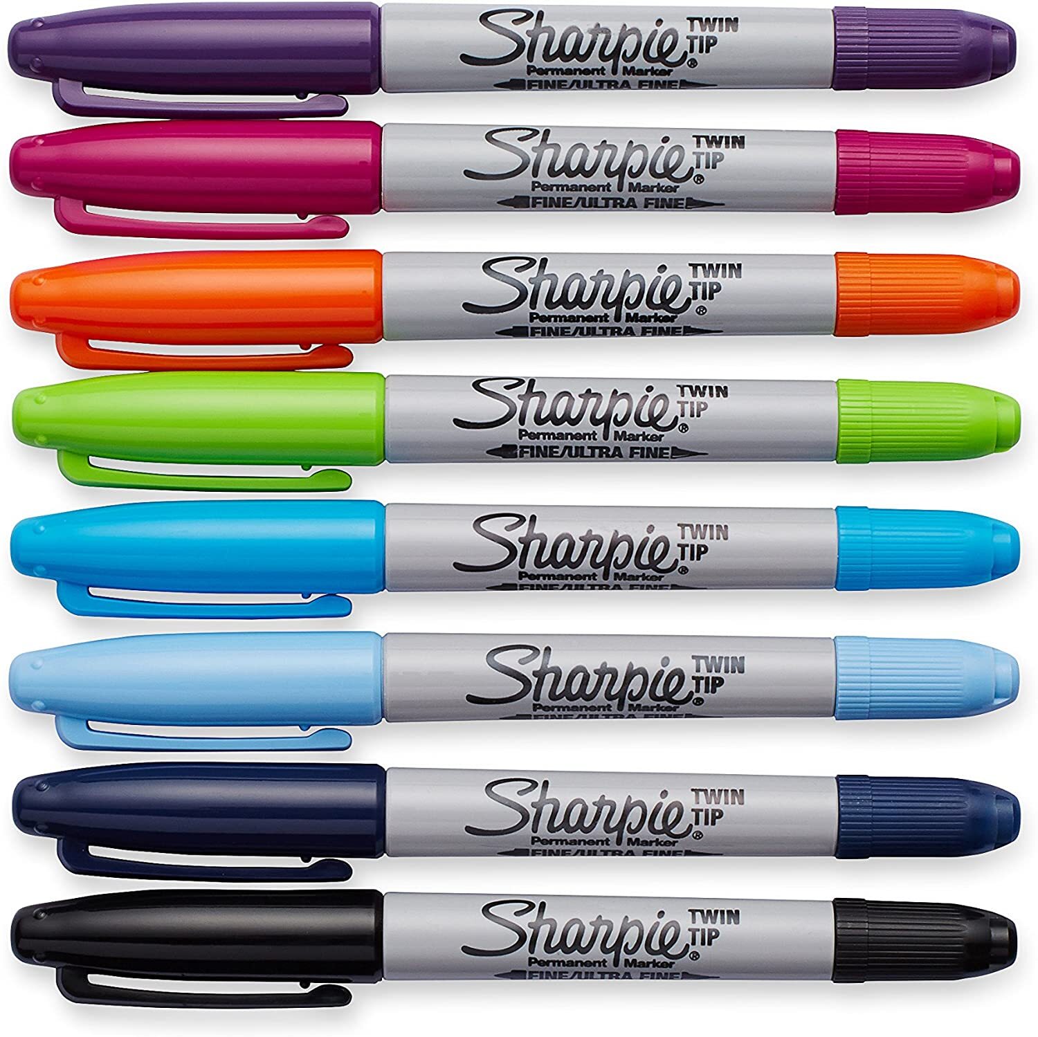 Sharpie Twin Tip Permanent Markers, Fine and Ultra Fine, Assorted Colors, 8pk