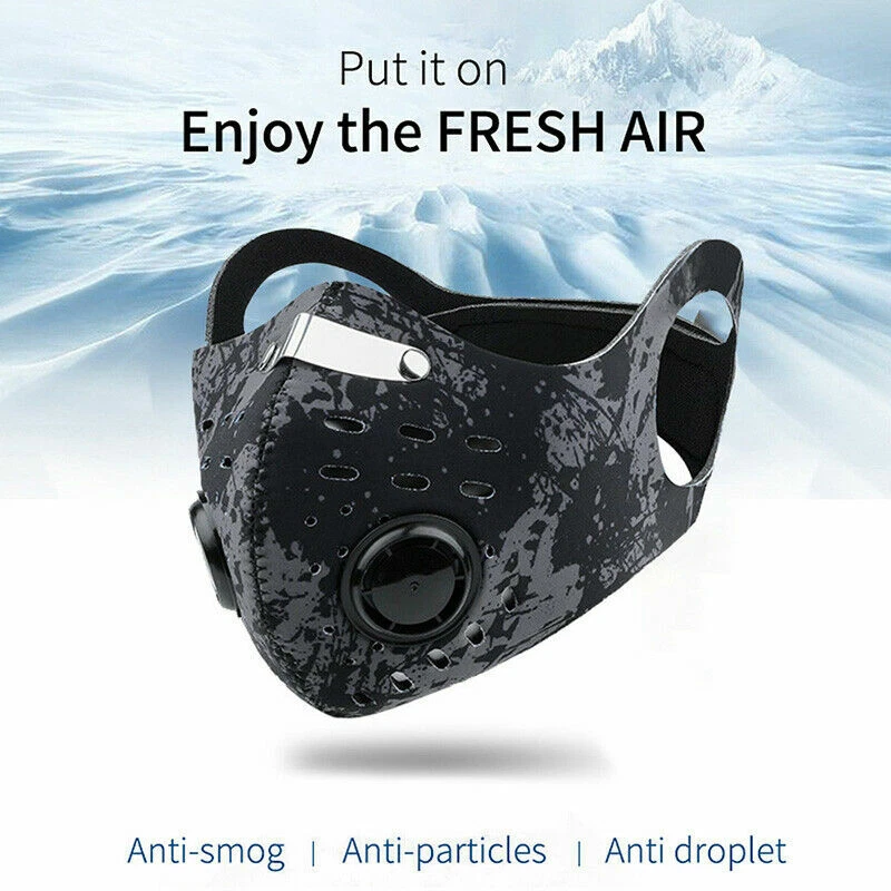 Máscara facial reutilizable con filtro anticontaminación del aire PM2.5 dos válvulas lavable Reino Unido Foto 4 de 4