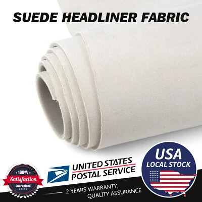 HOMCHEK Beige Suede Headliner Fabric Material 98"x60" Car Interior Roof Liner Upholstery