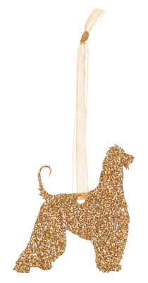 Afghan Hound Hund Style A Glitzer Weihnachtsdeko - 11 Farbauswahl.
