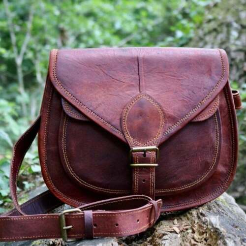 Genuine Leather Saddle Bag Women Purse Hobo Sling Vintage Satchel Bag Free Ship - 第 1/6 張圖片