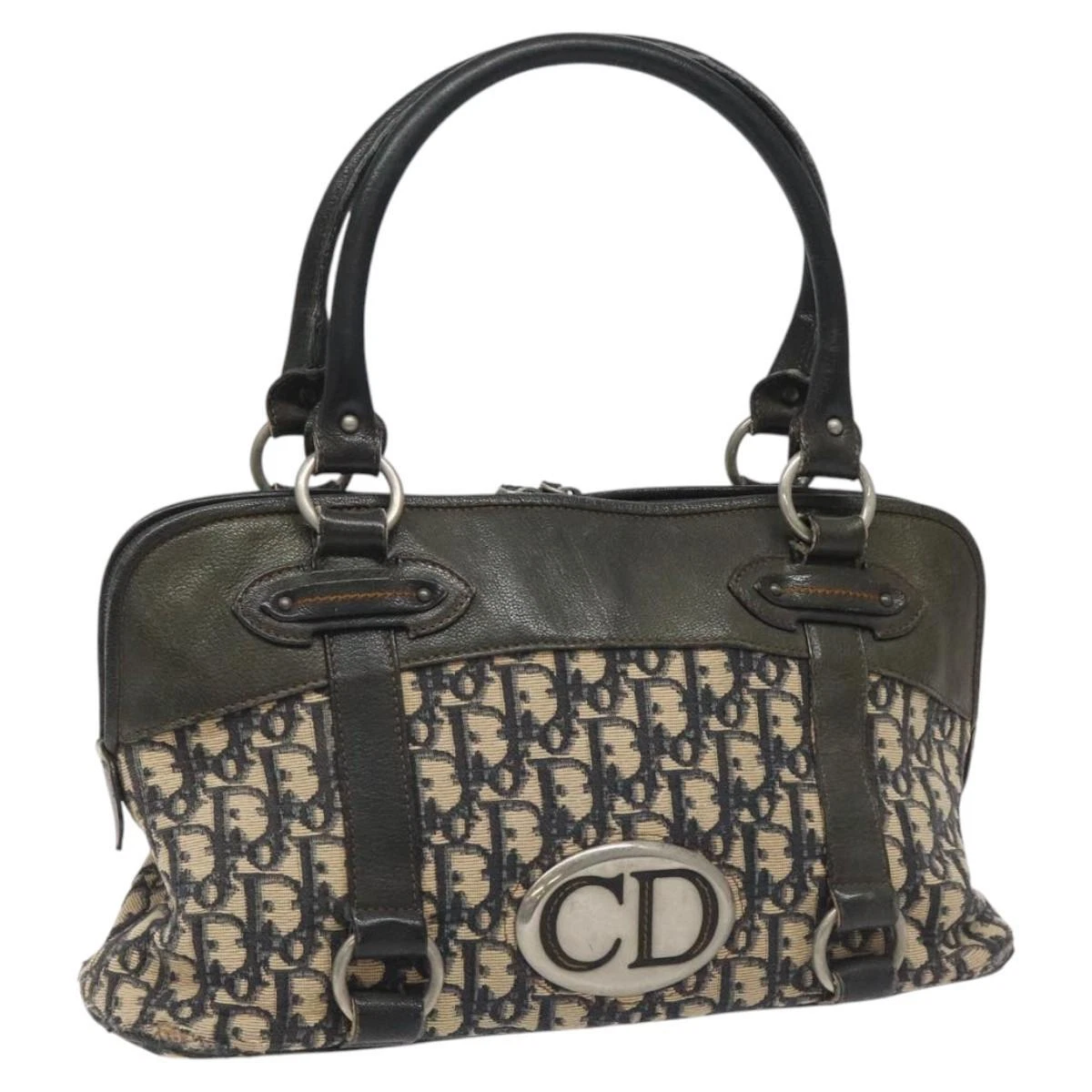 Sac à main toile trotteur Christian Dior bleu marine authentique 115712
