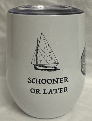 ''Schooner or Later'' Double Wall 12oz Stainless Travel Mug. Cocktail glass.