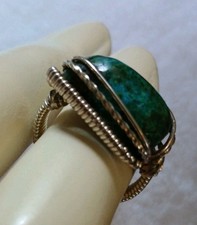 Unique Wire Wrapped Turquoise Ring Sterling Size 6.25