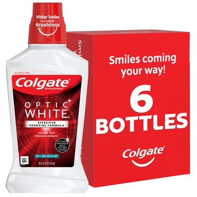 Colgate Optic White Whitening Mouthwash, Fresh Mint - 473 mL 6 Pack