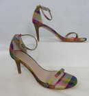Stuart Weitzman Womens Metallic Plaid Leather Ankle Strap Nunaked Sandals SZ 5 — photo 1