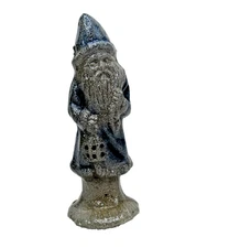 vtg Rowe Pottery Works Belsnickle Santa salt glazed blue Ornament figure Xmas